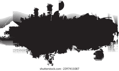 Forma de grano distorsionada de brillo. Logo de ruidos. Formas de error de defecto de moda . Marco brillante. Grunge texturado. Efecto perturbado .Formas vectoras con una textura de impresión de pantalla de puntos de medio tono.
