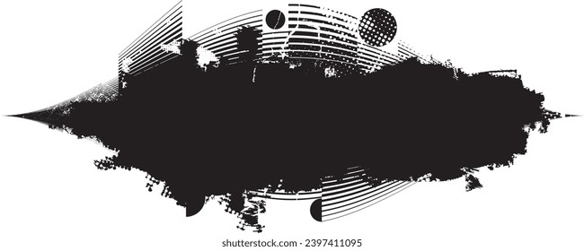 Glitch distorted grange shape . Noise grungy logo . Trendy defect error shapes . Glitched frame .Grunge textured . Distressed effect .Vector shapes with a halftone dots screen print texture.
