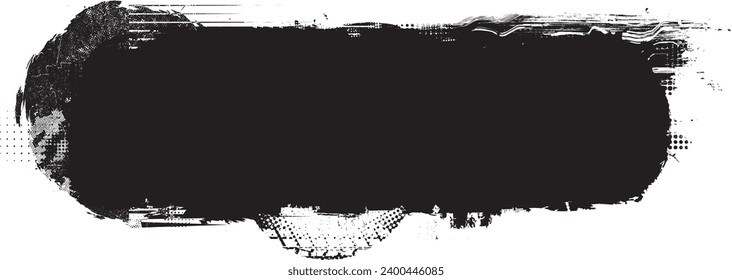 Glitch distorted grange shape . Noise grungy logo . Trendy defect error shapes . Glitched frame .Grunge textured . Distressed effect .Vector shapes 