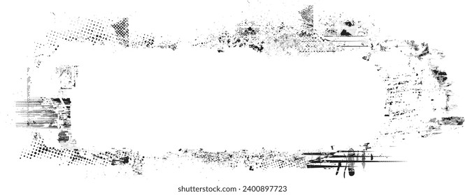 Glitch verzerrte Form des Körners. Lärm grungy Logo. Trendy Defaultformen . Glitched frame .Grunge strukturiert. Distressed effect .Vector formt mit einer Siebdrucktextur mit Halbton-Punkten.