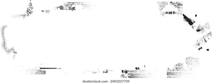 Glitch distorted grange shape . Noise grungy logo . Trendy defect error shapes . Glitched frame .Grunge textured . Distressed effect .Vector shapes 