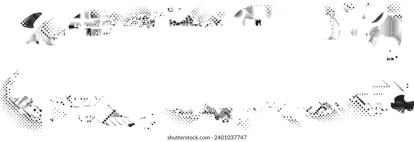 Glitch distorted grange shape . Noise grungy logo . Trendy defect error shapes . Glitched frame .Grunge textured . Distressed effect .Vector shapes 