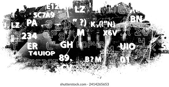 Glitch distorted grange shape . Noise grungy logo . Trendy defect error shapes . Glitched frame .Grunge textured . Distressed effect .Vector shapes 