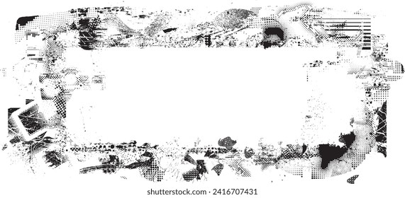 Glitch distorted grange shape . Noise grungy logo . Trendy defect error shapes . Glitched frame .Grunge textured . Distressed effect .Vector shapes