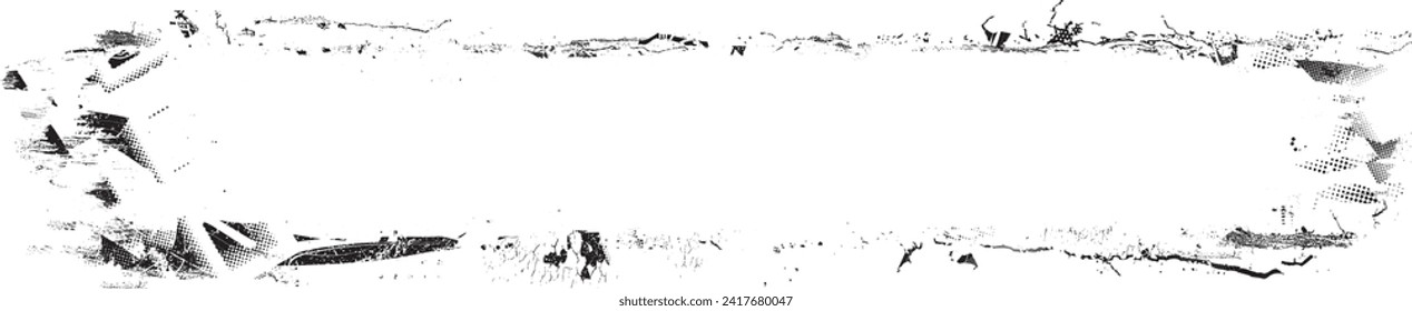 Glitch distorted grange shape . Noise grungy border frame . Trendy defect error shapes . Glitched frame .Grunge textured . Distressed effect .Vector shapes