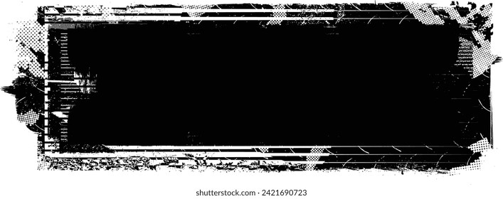 Glitch distorted grange shape . Noise grungy logo . Trendy defect error shapes . Glitched frame .Grunge textured . Distressed effect .Vector shapes