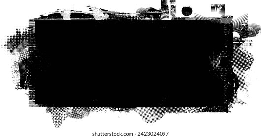 Glitch distorted grange shape . Noise grungy logo . Trendy defect error shapes . Glitched frame .Grunge textured . Distressed effect .Vector shapes