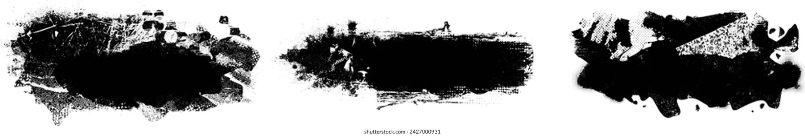 Glitch distorsionado en forma de grano . Ruido grungy logo . Formas de error de defecto de moda . Marco brillante .Grunge texturizado . Efecto angustiado. Formas vectoriales