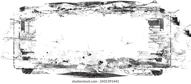 Glitch distorted grange shape . Noise grungy logo . Trendy defect error shapes . Glitched frame .Grunge textured . Distressed effect .Vector shapes