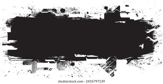 Glitch distorted grange shape . Noise grungy logo . Trendy defect error shapes . Glitched frame .Grunge textured . Distressed effect .Vector shapes