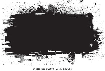 Glitch distorted grange shape . Noise grungy logo . Trendy defect error shapes . Glitched frame .Grunge textured . Distressed effect .Vector shapes