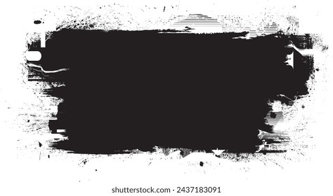 Glitch distorted grange shape . Noise grungy logo . Trendy defect error shapes . Glitched frame .Grunge textured . Distressed effect .Vector shapes