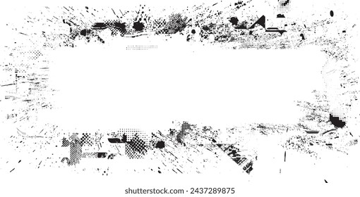 Glitch distorted grange shape . Noise grungy logo . Trendy defect error shapes . Glitched frame .Grunge textured . Distressed effect .Vector shapes