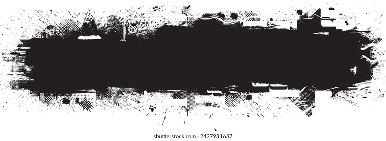 Glitch distorted grange shape . Noise grungy logo . Trendy defect error shapes . Glitched frame .Grunge textured . Distressed effect .Vector shapes