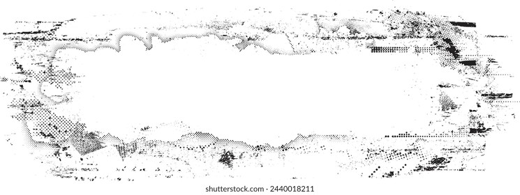 Glitch distorsionado en forma de grano . Ruido grungy logo . Formas de error de defecto de moda . Marco brillante .Grunge texturizado . Efecto angustiado. Formas vectoriales