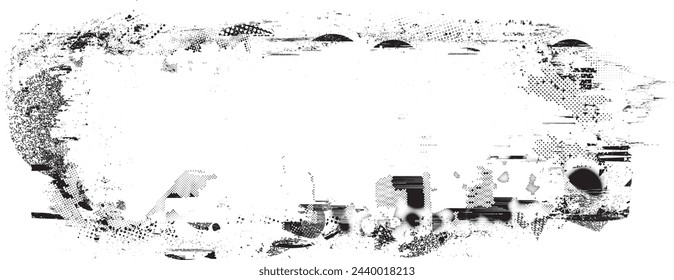 Glitch verzerrte Grange-Form. Noise Grungy Logo . Trendige Fehlerformen. Glitched frame .Grunge strukturiert. Distressed-Effekt. Vektor-Shapes