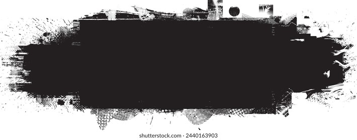 Glitch distorted grange shape . Noise grungy logo . Trendy defect error shapes . Glitched frame .Grunge textured . Distressed effect .Vector shapes