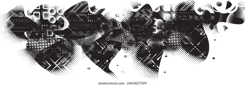 Glitch distorted grange shape . Noise grungy logo . Trendy defect error shapes . Glitched frame .Grunge textured . Distressed effect .Vector shapes