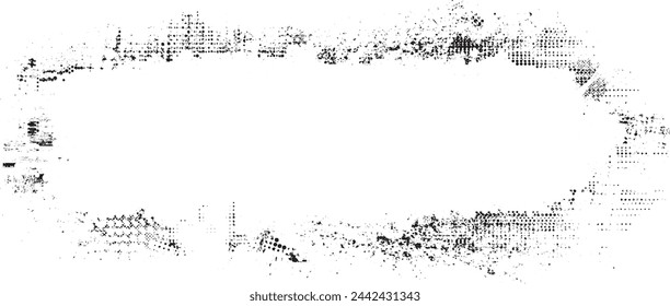 Glitch distorted grange shape . Noise grungy logo . Trendy defect error shapes . Glitched frame .Grunge textured . Distressed effect .Vector shapes