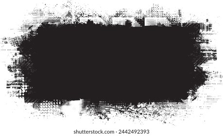 Glitch distorted grange shape . Noise grungy logo . Trendy defect error shapes . Glitched frame .Grunge textured . Distressed effect .Vector shapes