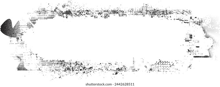 Glitch distorted grange shape . Noise grungy logo . Trendy defect error shapes . Glitched frame .Grunge textured . Distressed effect .Vector shapes