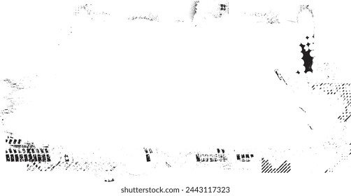 Glitch distorted grange shape . Noise grungy logo . Trendy defect error shapes . Glitched frame .Grunge textured . Distressed effect .Vector shapes