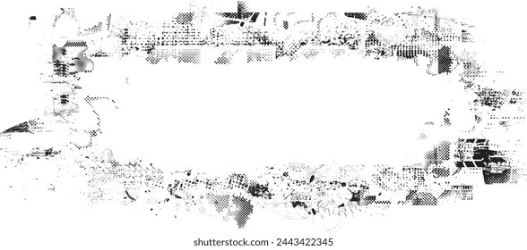 Glitch distorted grange shape . Noise grungy logo . Trendy defect error shapes . Glitched frame .Grunge textured . Distressed effect .Vector shapes