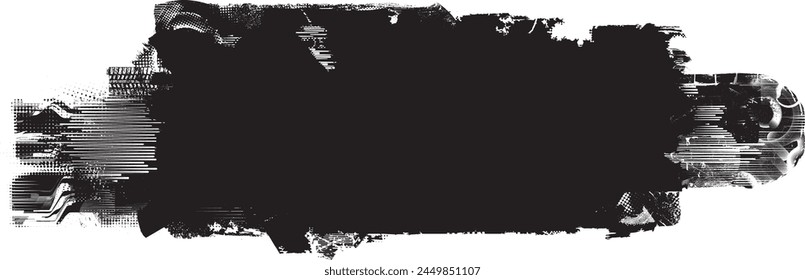 Glitch distorted grange shape . Noise grungy logo . Trendy defect error shapes . Glitched frame .Grunge textured . Distressed effect .Vector shapes