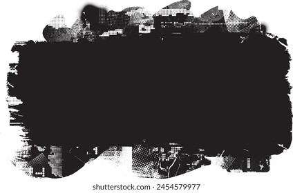 Glitch distorsionado en forma de grano . Ruido grungy logo . Formas de error de defecto de moda . Marco brillante .Grunge texturizado . Formas de Vector de efecto perturbado