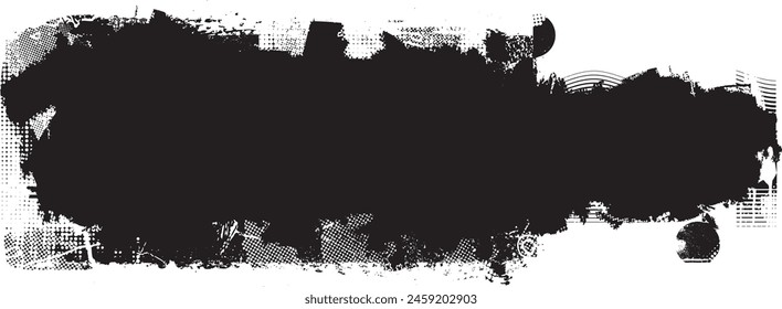 Glitch distorted grange shape . Noise grungy logo . Trendy defect error shapes . Glitched frame .Grunge textured . Distressed effect .Vector shapes