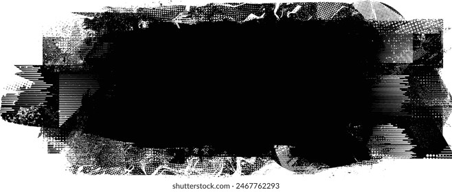 Glitch distorted grange shape . Noise grungy logo . Trendy defect error shapes . Glitched frame .Grunge textured . Distressed effect .Vector shapes