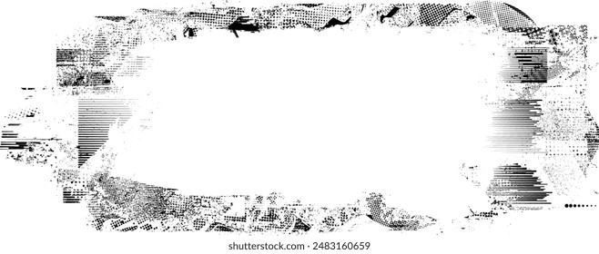 Glitch verzerrte Grange-Form. Noise Grungy Logo . Trendige Fehler-Formens . Glitched frame .Grunge strukturiert. Distressed Effect .Vektorgrafik Formen