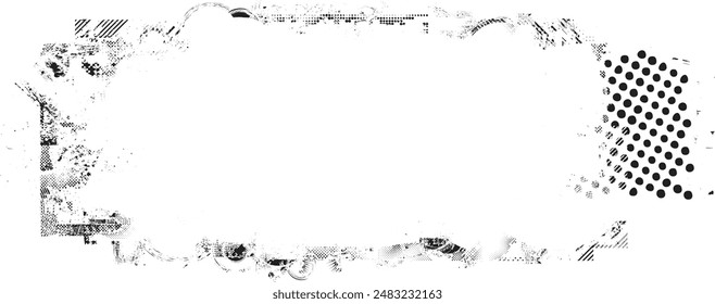 Glitch distorsionado en forma de grano . Ruido grungy logo . Formas de error de defecto de moda . Marco brillante .Grunge texturizado . Formas de Vector de efecto perturbado