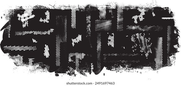 Glitch distorted grange shape . Noise grungy logo . Trendy defect error shapes . Glitched frame .Grunge textured . Distressed effect .Vector shapes