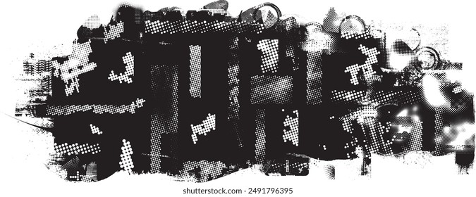 Glitch distorted grange shape . Noise grungy logo . Trendy defect error shapes . Glitched frame .Grunge textured . Distressed effect .Vector shapes