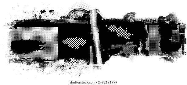 Glitch distorted grange shape . Noise grungy logo . Trendy defect error shapes . Glitched frame .Grunge textured . Distressed effect .Vector shapes