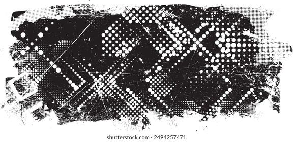Glitch distorted grange shape . Noise grungy logo . Trendy defect error shapes . Glitched frame .Grunge textured . Distressed effect .Vector shapes