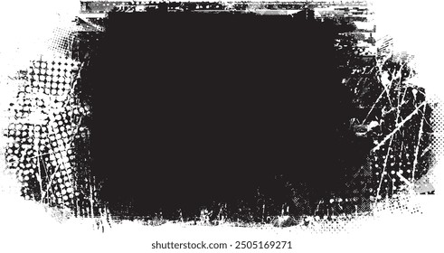 Glitch distorted grange shape . Noise grungy logo . Trendy defect error shapes . Glitched frame .Grunge textured . Distressed effect .Vector shapes