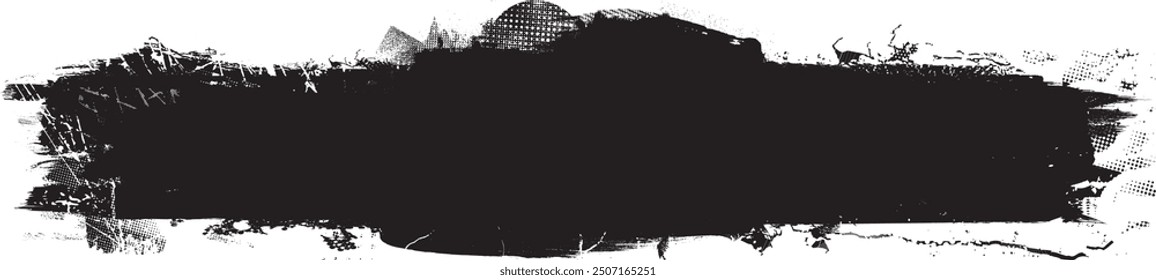 Glitch distorted grange shape . Noise grungy logo . Trendy defect error shapes . Glitched frame .Grunge textured . Distressed effect .Vector shapes