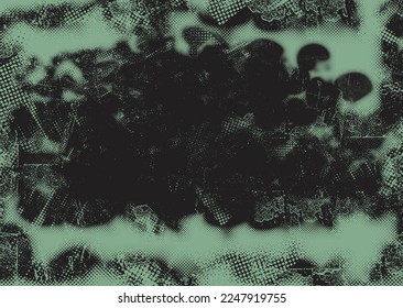 Glitch distorted grunge background . Noise destroyed texture . Trendy defect error shapes .  grunge texture . Distressed effect .Vector shapes with a duo tone halftone dots screen print texture.