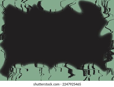 Glitch distorted grunge background . Noise destroyed texture . Trendy defect error shapes . grunge texture . Distressed effect .Vector shapes with a duo tone halftone dots screen print texture.