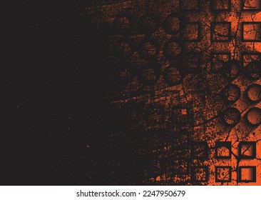 Glitch distorted grunge background . Noise destroyed texture . Trendy defect error shapes . grunge texture . Distressed effect .Vector shapes with a duo tone halftone dots screen print texture.