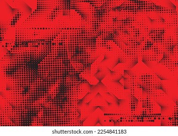 Glitch distorted grunge background . Noise destroyed texture . Trendy defect error shapes . grunge texture . Distressed effect .Vector shapes with a duo tone halftone dots screen print texture.