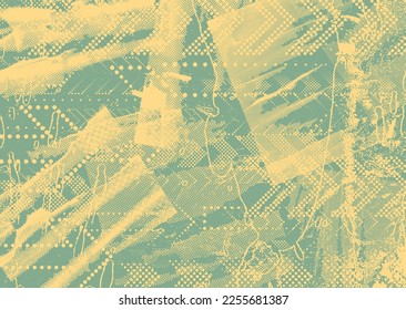 Glitchverzerrter grunge Hintergrund . Rauschen zerstörte Textur. Trendy Defaultformen . Grunge Textur. Distressed effect .Vector formt mit einer duo-ton-halftone-Punkte-Siebdruckstruktur.