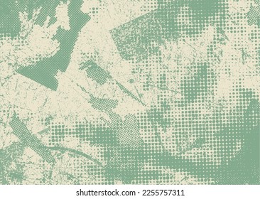 Glitch distorted grunge background . Noise destroyed texture . Trendy defect error shapes . grunge texture . Distressed effect .Vector shapes with a duo tone halftone dots screen print texture.