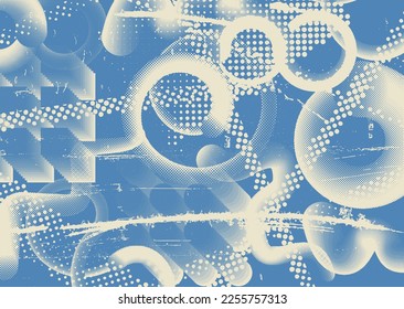 Glitch distorted grunge background . Noise destroyed texture . Trendy defect error shapes . grunge texture . Distressed effect .Vector shapes with a duo tone halftone dots screen print texture.
