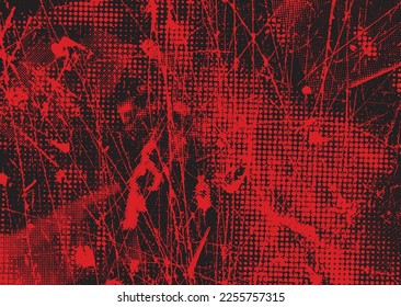 Glitch distorted grunge background . Noise destroyed texture . Trendy defect error shapes . grunge texture . Distressed effect .Vector shapes with a duo tone halftone dots screen print texture.