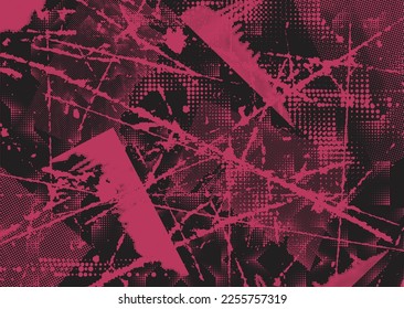 Fondo de fondo de grieta distorsionado. El ruido destruyó la textura. Formas de error de defecto de moda . textura gruesa. Efecto perturbado .Formas vectoras con un tono de dos puntos de semitono textura de impresión de pantalla.