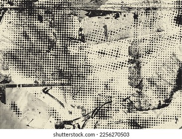 Fondo de fondo de grieta distorsionado. El ruido destruyó la textura. Formas de error de defecto de moda . textura gruesa. Efecto perturbado .Formas vectoras con un tono de dos puntos de semitono textura de impresión de pantalla.