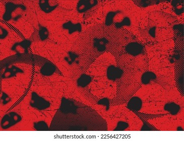 Glitch distorted grunge background . Noise destroyed texture . Trendy defect error shapes . grunge texture . Distressed effect .Vector shapes with a duo tone halftone dots screen print texture.